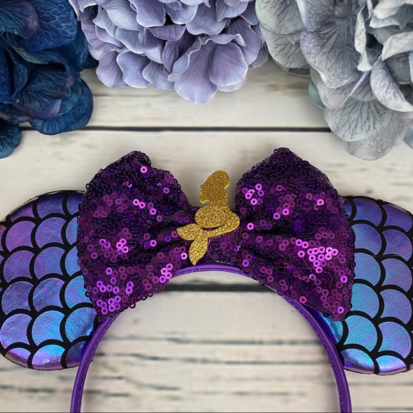 Minnie Mouse Ariel Little Mermaid Headband & Bow - Picture 6 of 16